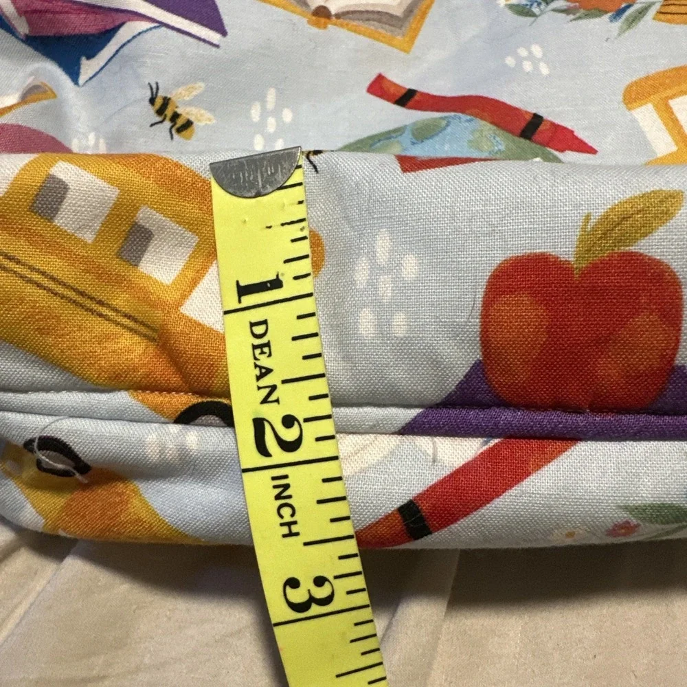 Handmade Teacher School Tote Bag Shoulder Pocket Bus Books Cotton Back To School